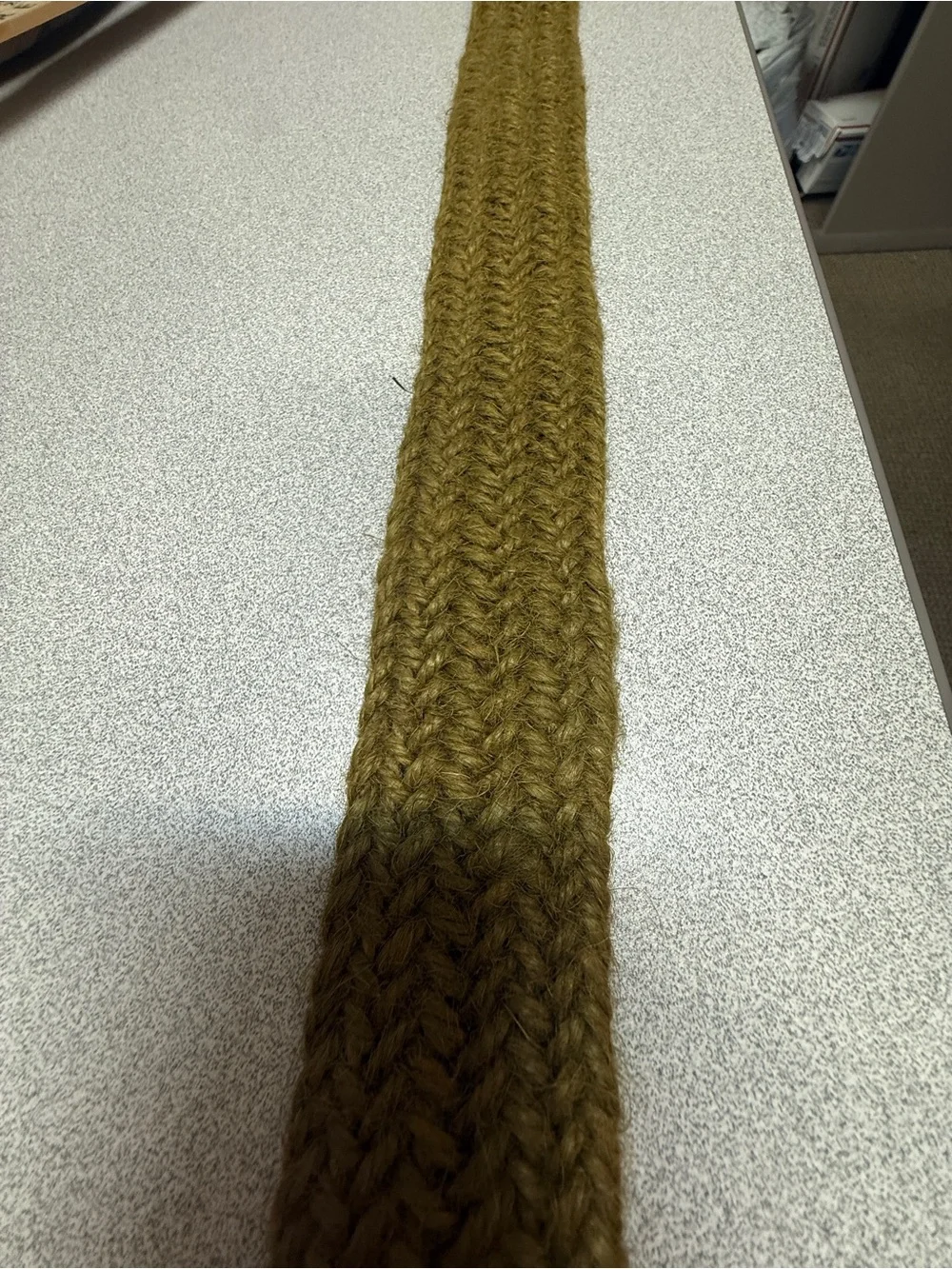 Vintage 1980s 100% Jute Woven Belt Olive Brown Double Ring Buckle 49”
